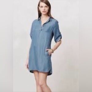 Anthropologie Cloth and Stone Adalie Dress Chambray Size Medium